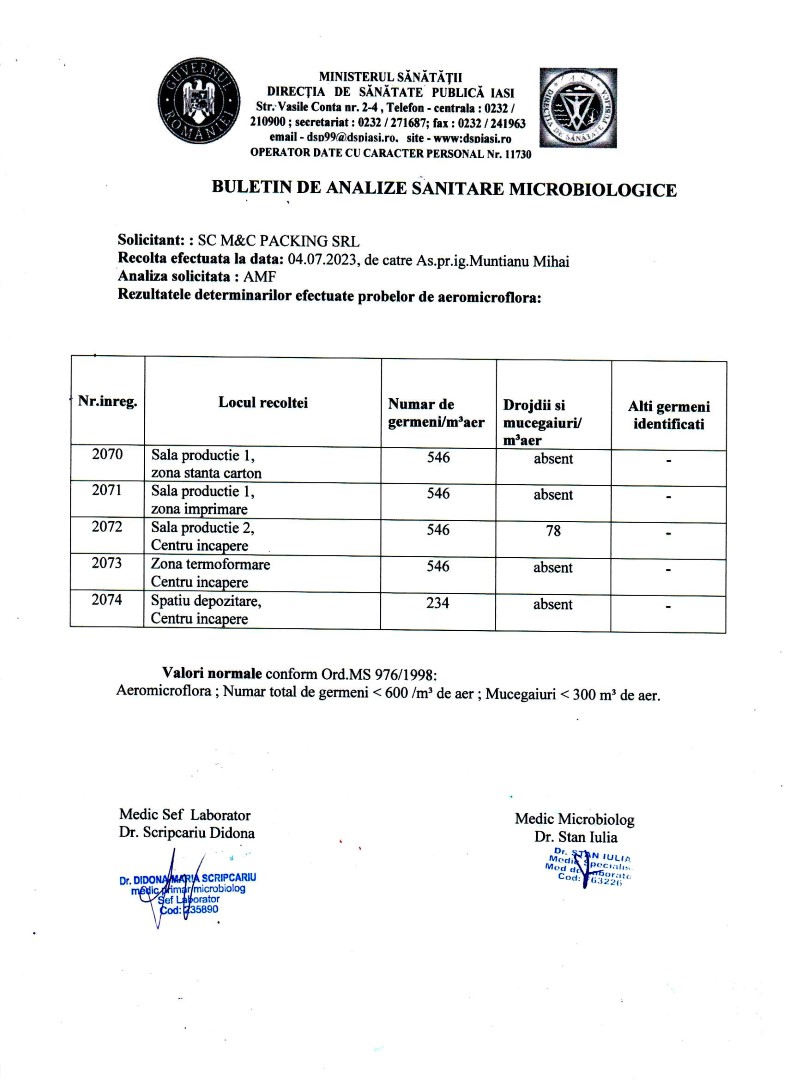 Buletin de Analize Sanitare Microbiologice - 2023 pag 2