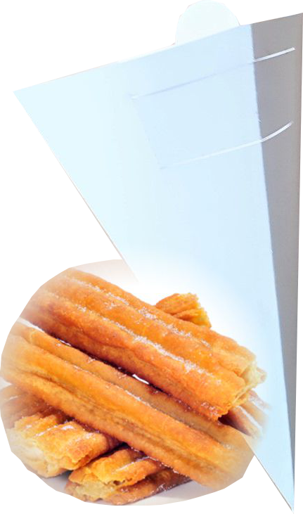 Ambalaj Alb Cornet Churros - 20 x 8 cm