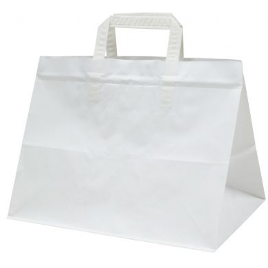 Sacose Hartie Albe cu Maner Flat 32x22x29 cm