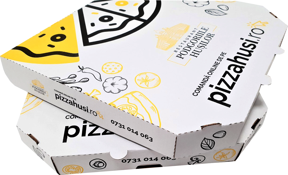 Cutii pizza personalizate flexografic la 2 culori